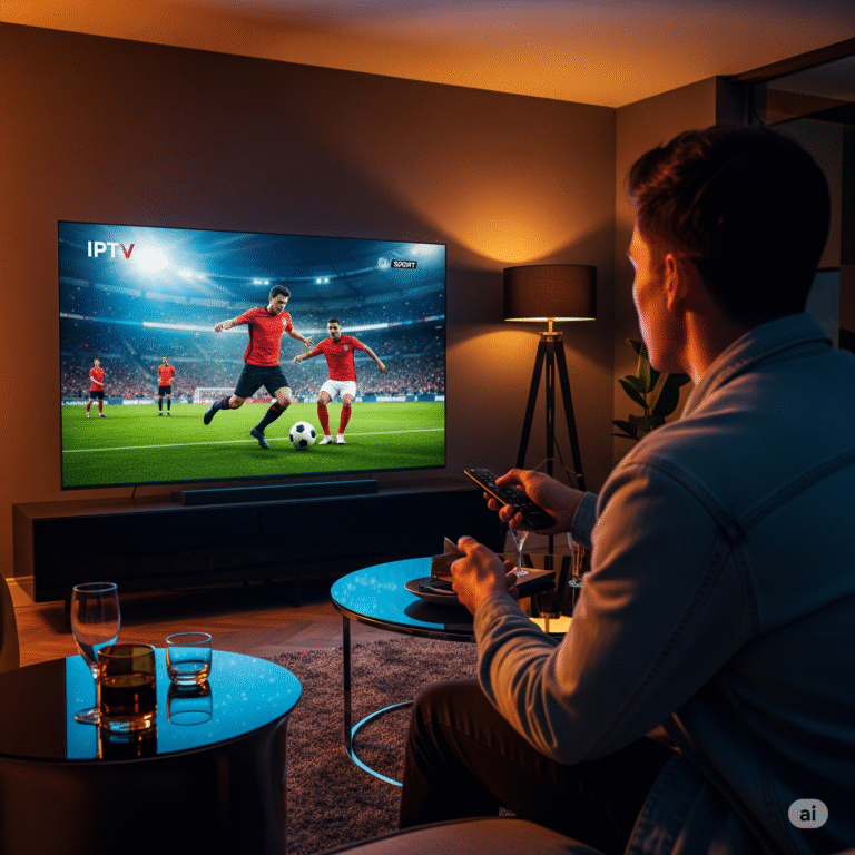 Image d'un match de football regardé via IPTV